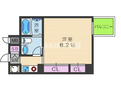 メゾン夕陽ヶ丘(1K/7階)の間取り写真