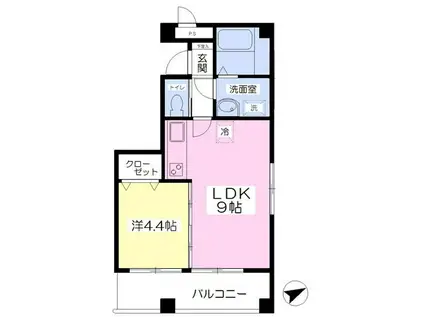 インターコーポK(1LDK/4階)の間取り写真