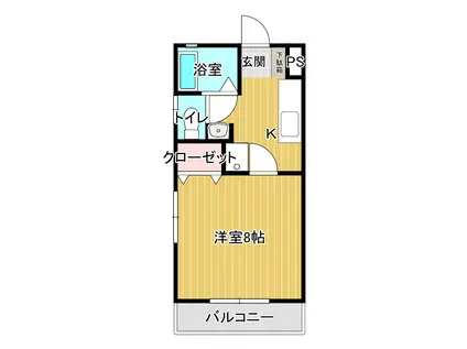 ハイツエイコー B(1K/1階)の間取り写真