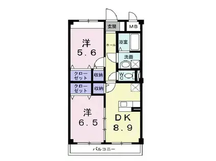 エイト岡本(2DK/2階)の間取り写真