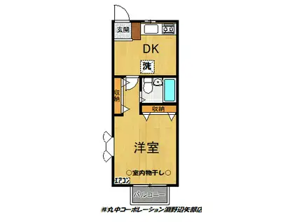 サニーヒルテラス(1DK/2階)の間取り写真