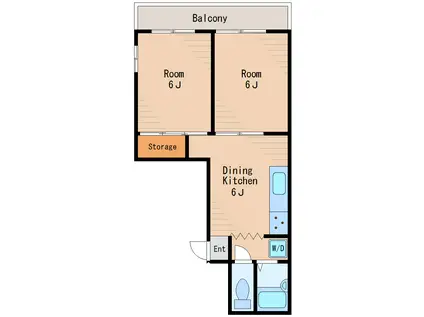 メゾンエスポワール(2DK/2階)の間取り写真