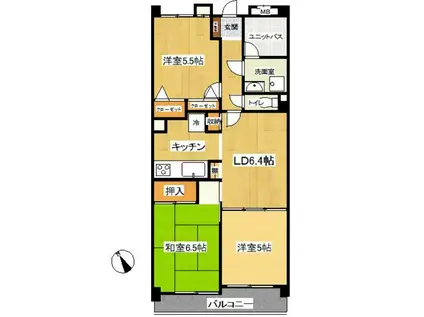 グランディつつじ(3LDK/5階)の間取り写真