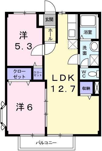 メゾンシャングリラ(2LDK/2階)の間取り写真