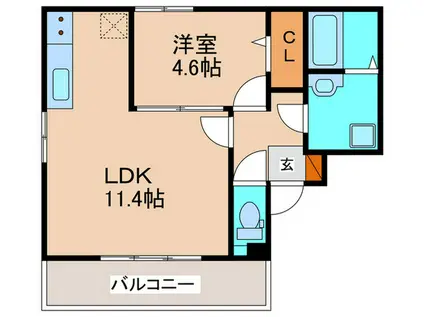 フェアリー大浦(1LDK/3階)の間取り写真