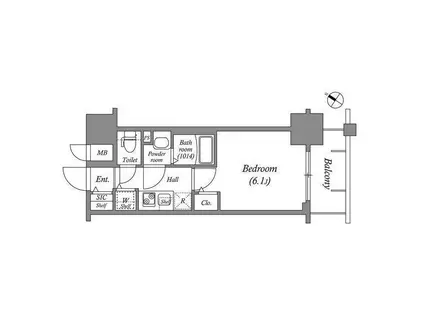 メインステージ大阪ノース MARK(1K/4階)の間取り写真