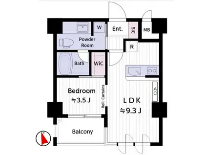 インペリアル六本木1号館(1LDK/3階)の間取り写真