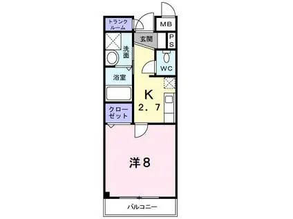 グリーンピア中川II号館(1K/2階)の間取り写真