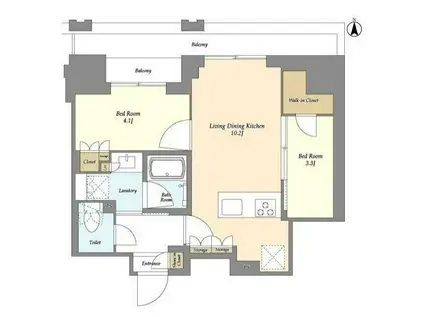 ドゥーエ府中I(2LDK/10階)の間取り写真