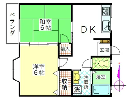 フルーツマンションA(2DK/2階)の間取り写真
