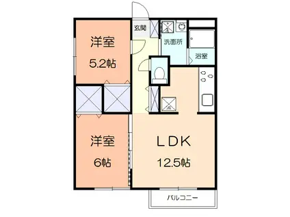 コロル・スピーネEDO2号棟(2LDK/1階)の間取り写真