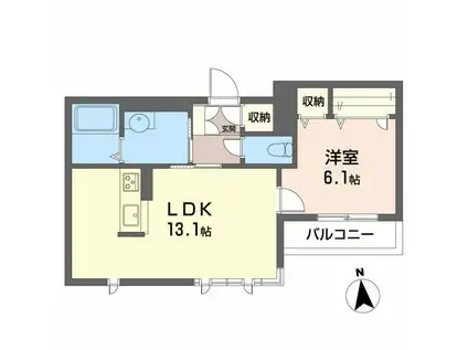 シャーメゾンNANRYU C棟(1LDK/2階)の間取り写真