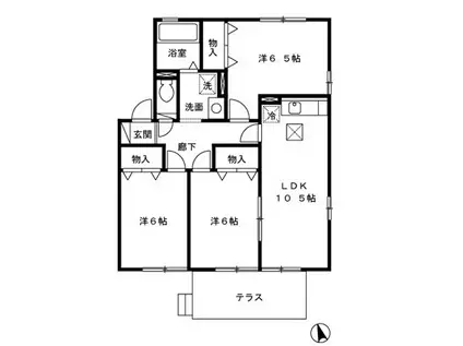 リビングタウン盛南(3LDK/2階)の間取り写真