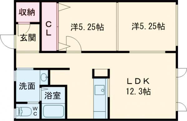シルフィード木場町(2LDK/1階)の間取り写真