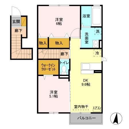セジュール輝(2DK/2階)の間取り写真