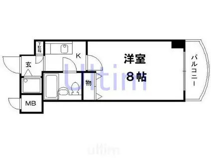 パラドール伏見(1K/7階)の間取り写真