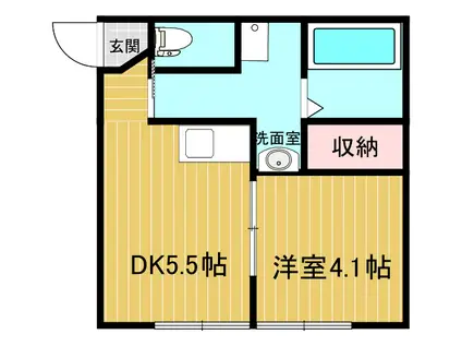 レジデンス杜(1DK/2階)の間取り写真