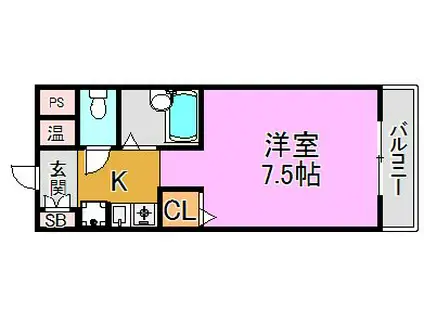 ハイウッズ長田(1K/2階)の間取り写真