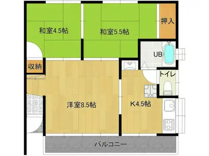 島貫アパート(3K/2階)の間取り写真