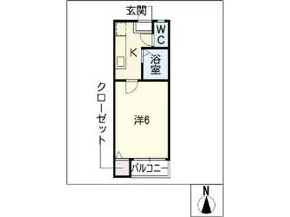 P.A.F.I.A.C郷前(1K/2階)の間取り写真