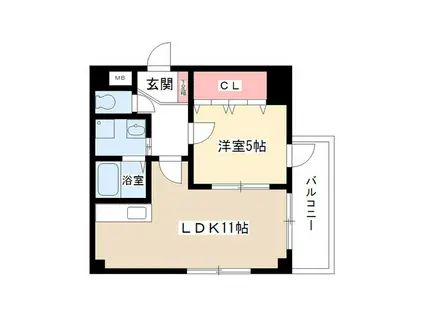 アルカディアX(1LDK/3階)の間取り写真