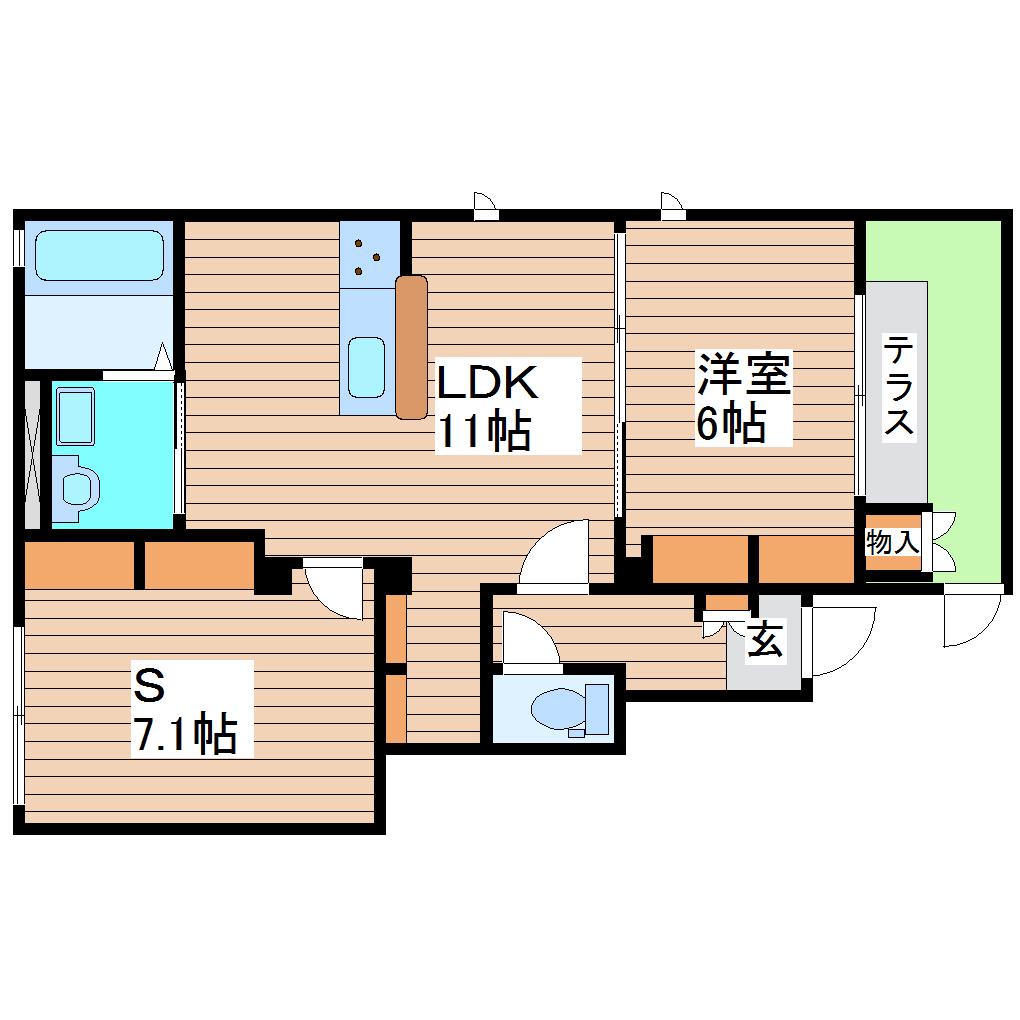 グレイス・フィールド小田原(1SLDK/1階)の間取り写真