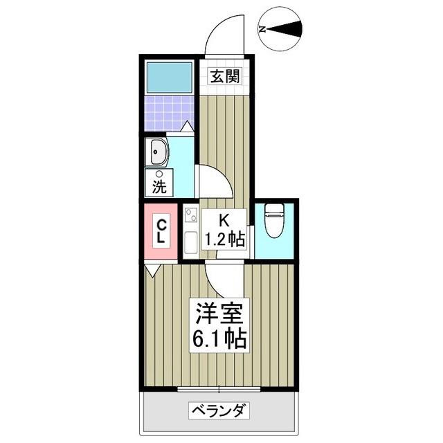 MQUARTO箭弓町(1K/1階)の間取り写真