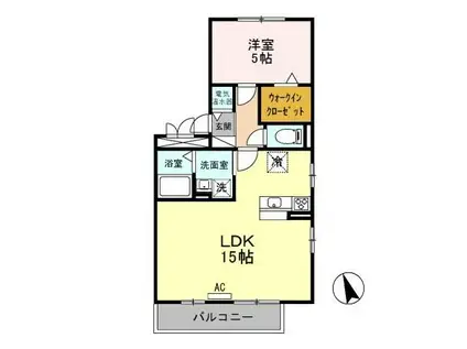 セジュールコスモス(1LDK/2階)の間取り写真