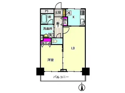 高津ハイム(1LDK/8階)の間取り写真