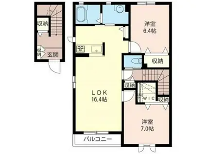 レオーネ本町 B棟(2LDK/2階)の間取り写真