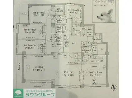 マリックス島津山(4SLDK/1階)の間取り写真