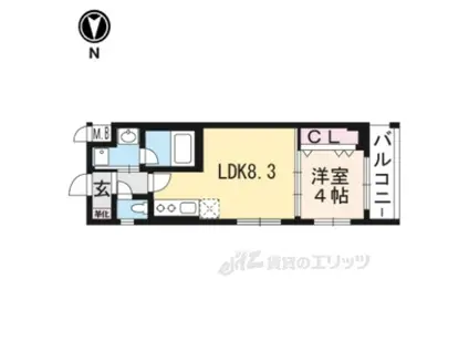 ベラジオ四条壬生301(1LDK/3階)の間取り写真