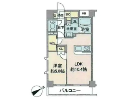 ミルーナヒルズ横浜小机(1LDK/1階)の間取り写真