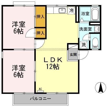 セジュール千代田(2LDK/2階)の間取り写真