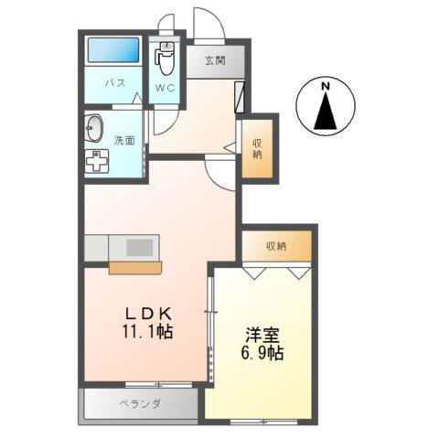 ボンヌール(1LDK/1階)の間取り写真