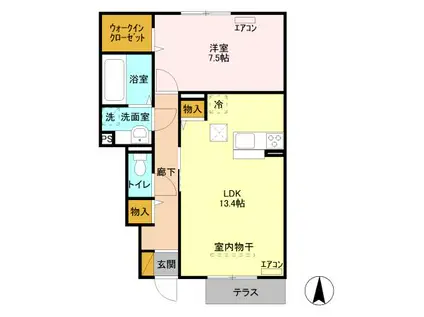 スクエア A・B(1LDK/1階)の間取り写真