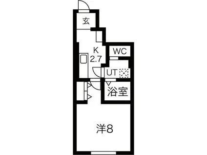 KINGDOM(1K/1階)の間取り写真