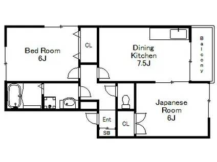 エクセルハイムII(2DK/2階)の間取り写真