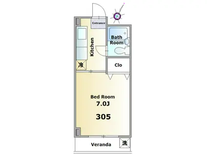 第二大和ビル(1K/3階)の間取り写真