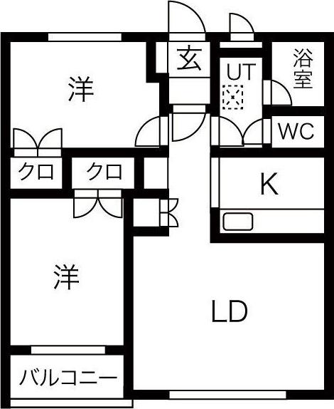 コートロティ山の手(2LDK/5階)の間取り写真