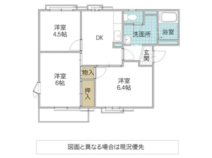 ピュア・ハイツA(3DK/2階)の間取り写真