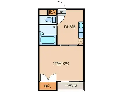 コーポ油田2号館(1DK/1階)の間取り写真