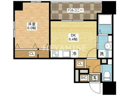 トレジャーフロントステーション(1DK/2階)の間取り写真