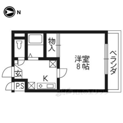 MORE六条(1K/1階)の間取り写真