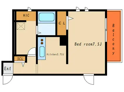  西新町PJ(1K/3階)の間取り写真