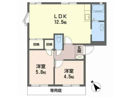ネオハイツ・ロッキー(2LDK/1階)の間取り写真