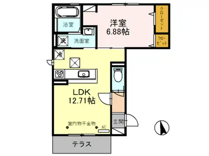 THYエターナルハート(1LDK/1階)の間取り写真