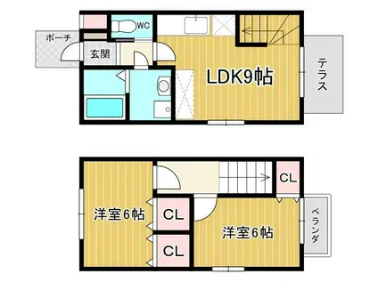 メルバハイツ(2LDK/1階)の間取り写真