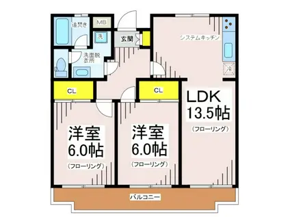 テラスレジデンス西つつじヶ丘(2LDK/4階)の間取り写真