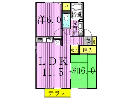 セジュールMTIII(2LDK/1階)の間取り写真